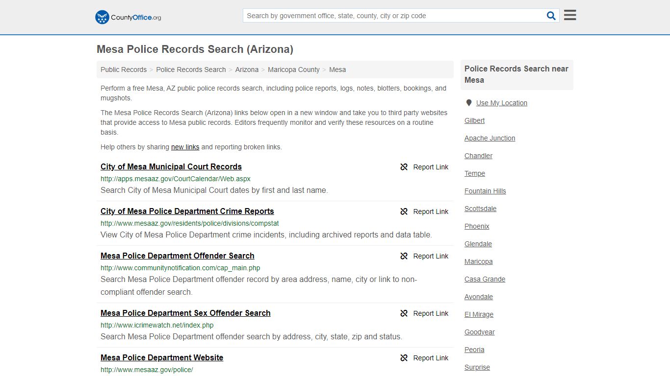 Police Records Search - Mesa, AZ (Accidents & Arrest Records)